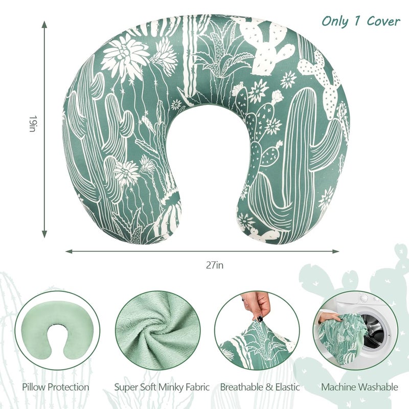 DAYEEBALL Nursing Pillow Cover 1 Pack, Double-Sided Removable Nursing Cover for Baby Girls Boys Newborn, Stretchy and Soft Reversible Slipcover for Breastfeeding Pillow, Cactus (Only Cover) - Image 5